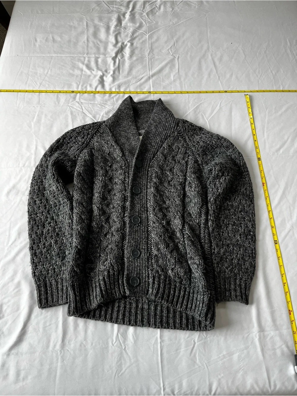 Weatherproof Men's Charcoal Cable-Knit Shawl Collar Cardigan